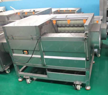 500kg/h λαχανικό πλυντηρίων φυσαλίδων μηχανών αποφλοίωσης μαλλιού καρότων rolle και καθαρίζοντας γραμμή επεξεργασίας μηχανών φρούτων φυτική