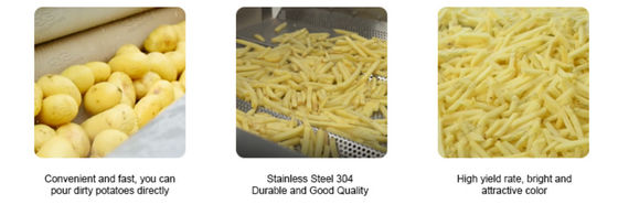 SS304 πλήρως αυτόματες παγωμένες τηγανιτές πατάτες που κάνουν τη γραμμή παραγωγής τσιπ πατατών μηχανών