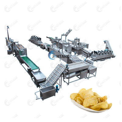500kg/H πλήρη αυτόματα παγωμένα τρόφιμα πρόχειρων φαγητών γραμμών παραγωγής τηγανιτών πατατών που κάνουν τη γραμμή